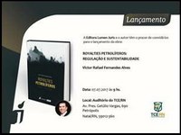 Mestre em Direito pela Universidade Federal do Rio Grande do Norte (UFRN) e Doutor em Ciências Jurídicas pela Universidade Federal da Paraíba (UFPB), Victor Rafael Fernandes Alves, faz o lançamento do livro “Royalties Petrolíferos: Regulação e Sustentabilidade”.
